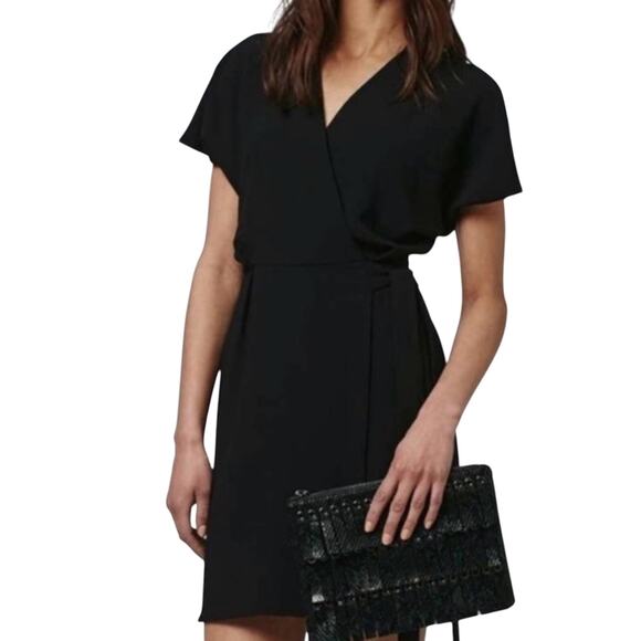 Topshop Preppy Tie Wrap Mini Dress in Black Whimsygoth Dark Witchy Size 2 - Picture 1 of 11